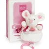 Doudou et Compagnie Peluche musicale Souris rose - 20 cm