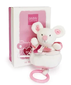 Doudou et Compagnie Peluche musicale Souris rose - 20 cm