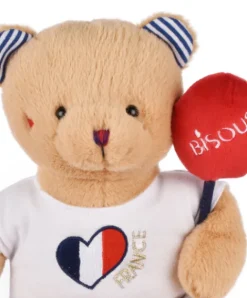 Doudou et Compagnie Peluche Ours beige - Bisous - 25 cm