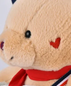 Doudou et Compagnie Peluche Ours beige - Chef avec Macaron vert - 28 cm