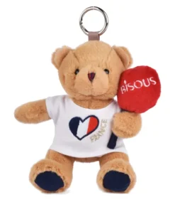 Doudou et Compagnie Peluche Ours beige porte cle - Bisous - 15 cm