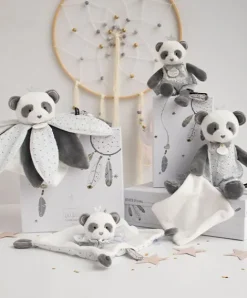 Doudou et Compagnie Peluche Panda gris Attrape-rêves - 20 cm