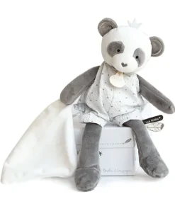 Doudou et Compagnie Peluche Panda gris avec doudou- Attrape-rêves - 28 cm