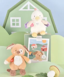 Doudou et Compagnie Peluche poule - 17 cm - DOUDOU de la ferme avec boite sonore