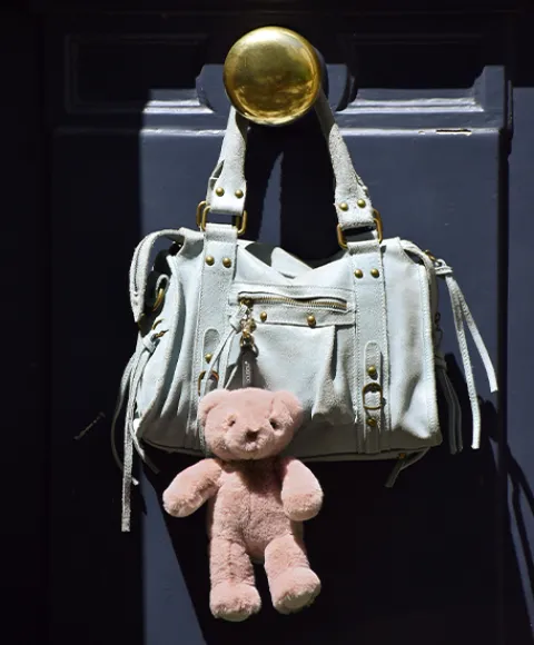 Doudou et Compagnie porte clé - Bijou de sac Ours peluche - 20 cm - Rose clair