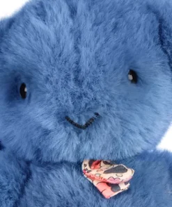 Doudou et Compagnie Porte clé en peluche Lapin Bleu- 18 cm - Lapin Fleurette