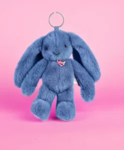 Doudou et Compagnie Porte clé en peluche Lapin Bleu- 18 cm - Lapin Fleurette
