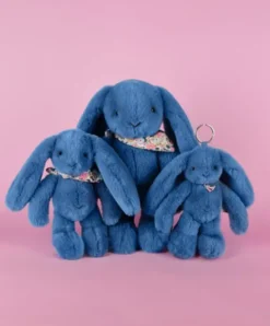 Doudou et Compagnie Porte clé en peluche Lapin Bleu- 18 cm - Lapin Fleurette