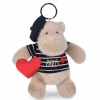 Doudou et Compagnie Porte clé hippopotame avec béret et marinière- 15 cm