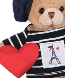 Doudou et Compagnie Porte clé Ours Marinière Tour Eiffel : Paris Chic- 15 cm