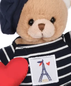 Doudou et Compagnie Porte clé Ours Marinière Tour Eiffel : Paris Chic- 15 cm