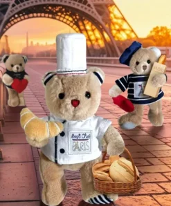 Doudou et Compagnie Porte clé Ours Marinière Tour Eiffel : Paris Chic- 15 cm