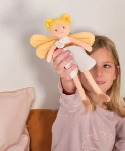 Doudou et Compagnie Poupée souple Fée Aurore - Blanche et Jaune - 25 cm