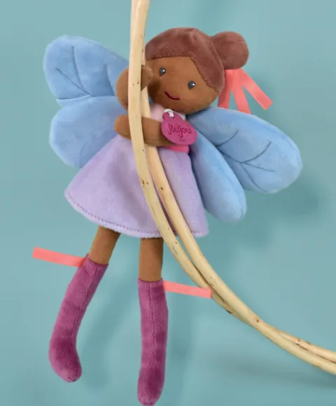 Doudou et Compagnie Poupée souple fée de la forêt - Tara - violette et bleue - 25 cm