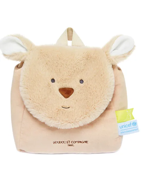 Doudou et Compagnie Sac à dos bébé peluche kangourou - 20 x 20 x 10 cm - Unicef