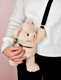 Doudou et Compagnie Sac bandouliere - Ours en peluche beige - 30 cm