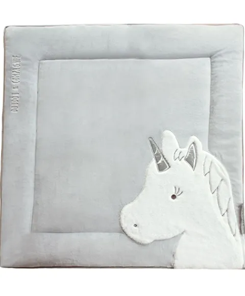 Doudou et Compagnie Tapis de Parc Licorne - gris - 100 x 100 cm
