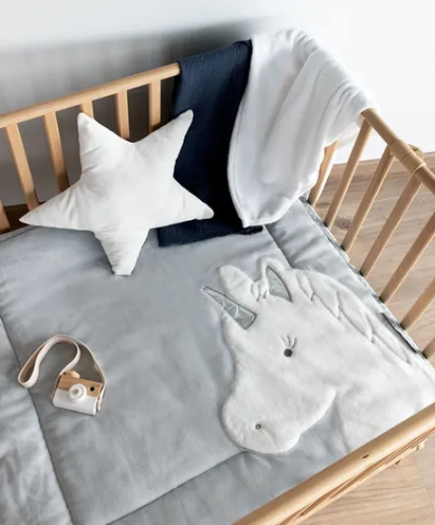 Doudou et Compagnie Tapis de Parc Licorne - gris - 100 x 100 cm