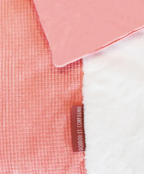 Doudou et Compagnie Tapis d'éveil Bébé - Corail / Blanc - 100 X 100 cm