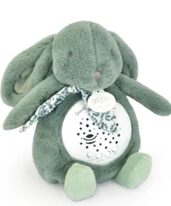 Doudou et Compagnie Veilleuse Lapin Musicale Projection mur avec chansons Douces - Vert