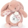 Doudou et Compagnie Veilleuse Lapin Musicale Projection mur avec chansons Douces - Rose poudré